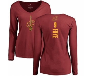 NBA Women's Nike Cleveland Cavaliers #9 Channing Frye Maroon Backer Long Sleeve T-Shirt