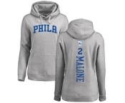 NBA Women's Nike Philadelphia 76ers #2 Moses Malone Ash Backer Pullover Hoodie