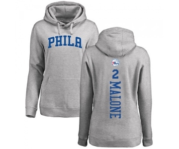 NBA Women's Nike Philadelphia 76ers #2 Moses Malone Ash Backer Pullover Hoodie