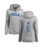 NBA Women's Nike Philadelphia 76ers #9 Dario Saric Ash Backer Pullover Hoodie