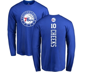 NBA Nike Philadelphia 76ers #10 Maurice Cheeks Royal Blue Backer Long Sleeve T-Shirt