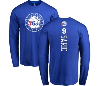 NBA Nike Philadelphia 76ers #9 Dario Saric Royal Blue Backer Long Sleeve T-Shirt