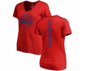 Basketball Women's Philadelphia 76ers #0 Josh Richardson Red One Color Backer Slim-Fit V-Neck T-Shirt