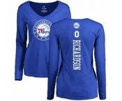 Basketball Women's Philadelphia 76ers #0 Josh Richardson Royal Blue Backer Long Sleeve T-Shirt