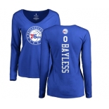 NBA Women's Nike Philadelphia 76ers #0 Jerryd Bayless Royal Blue Backer Long Sleeve T-Shirt