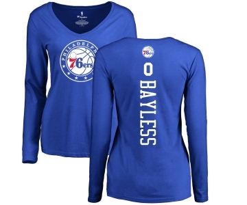 NBA Women's Nike Philadelphia 76ers #0 Jerryd Bayless Royal Blue Backer Long Sleeve T-Shirt