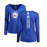 NBA Women's Nike Philadelphia 76ers #10 Maurice Cheeks Royal Blue Backer Long Sleeve T-Shirt