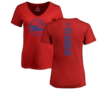 NBA Women's Nike Philadelphia 76ers #13 Wilt Chamberlain Red One Color Backer Slim-Fit V-Neck T-Shirt