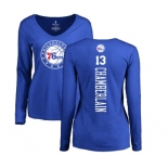 NBA Women's Nike Philadelphia 76ers #13 Wilt Chamberlain Royal Blue Backer Long Sleeve T-Shirt