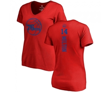 NBA Women's Nike Philadelphia 76ers #14 Shake Milton Red One Color Backer Slim-Fit V-Neck T-Shirt