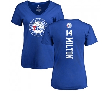 NBA Women's Nike Philadelphia 76ers #14 Shake Milton Royal Blue Backer T-Shirt