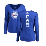 NBA Women's Nike Philadelphia 76ers #17 JJ Redick Royal Blue Backer Long Sleeve T-Shirt