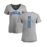 NBA Women's Nike Philadelphia 76ers #21 Joel Embiid Ash Backer T-Shirt