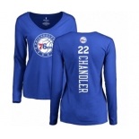 NBA Women's Nike Philadelphia 76ers #22 Wilson Chandler Royal Blue Backer Long Sleeve T-Shirt