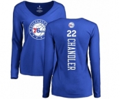 NBA Women's Nike Philadelphia 76ers #22 Wilson Chandler Royal Blue Backer Long Sleeve T-Shirt