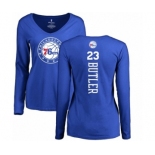 NBA Women's Nike Philadelphia 76ers #23 Jimmy Butler Royal Blue Backer Long Sleeve T-Shirt