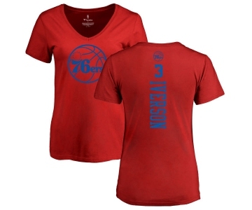 NBA Women's Nike Philadelphia 76ers #3 Allen Iverson Red One Color Backer Slim-Fit V-Neck T-Shirt