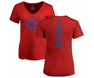 NBA Women's Nike Philadelphia 76ers #31 Mike Muscala Red One Color Backer Slim-Fit V-Neck T-Shirt