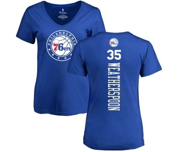 NBA Women's Nike Philadelphia 76ers #35 Clarence Weatherspoon Royal Blue Backer T-Shirt