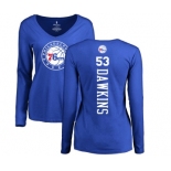 NBA Women's Nike Philadelphia 76ers #53 Darryl Dawkins Royal Blue Backer Long Sleeve T-Shirt