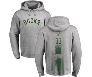 NBA Nike Milwaukee Bucks #33 Kareem Abdul-Jabbar Ash Backer Pullover Hoodie