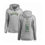 NBA Women's Nike Milwaukee Bucks #11 Brook Lopez Ash Backer Pullover Hoodie