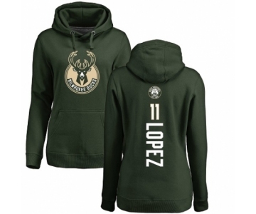 NBA Women's Nike Milwaukee Bucks #11 Brook Lopez Green Backer Pullover Hoodie