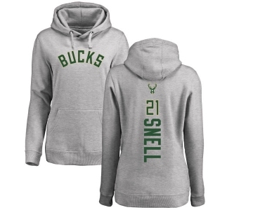 NBA Women's Nike Milwaukee Bucks #21 Tony Snell Ash Backer Pullover Hoodie