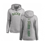 NBA Women's Nike Milwaukee Bucks #33 Kareem Abdul-Jabbar Ash Backer Pullover Hoodie