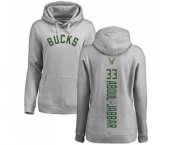 NBA Women's Nike Milwaukee Bucks #33 Kareem Abdul-Jabbar Ash Backer Pullover Hoodie