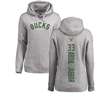 NBA Women's Nike Milwaukee Bucks #33 Kareem Abdul-Jabbar Ash Backer Pullover Hoodie