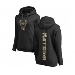 NBA Women's Nike Milwaukee Bucks #34 Giannis Antetokounmpo Black One Color Backer Pullover Hoodie