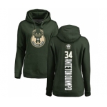 NBA Women's Nike Milwaukee Bucks #34 Giannis Antetokounmpo Green Backer Pullover Hoodie