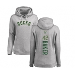 NBA Women's Nike Milwaukee Bucks #42 Vin Baker Ash Backer Pullover Hoodie