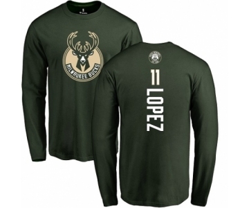 NBA Nike Milwaukee Bucks #11 Brook Lopez Green Backer Long Sleeve T-Shirt