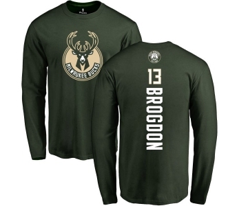 NBA Nike Milwaukee Bucks #13 Malcolm Brogdon Green Backer Long Sleeve T-Shirt