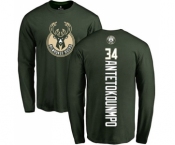 NBA Nike Milwaukee Bucks #34 Giannis Antetokounmpo Green Backer Long Sleeve T-Shirt