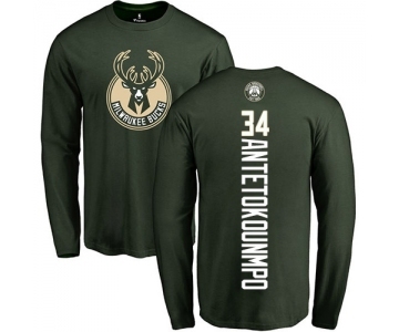 NBA Nike Milwaukee Bucks #34 Giannis Antetokounmpo Green Backer Long Sleeve T-Shirt