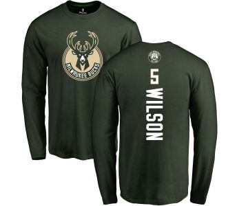 NBA Nike Milwaukee Bucks #5 D. J. Wilson Green Backer Long Sleeve T-Shirt