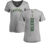 NBA Women's Nike Milwaukee Bucks #1 Oscar Robertson Ash Backer T-Shirt