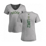 NBA Women's Nike Milwaukee Bucks #11 Brook Lopez Ash Backer T-Shirt