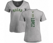 NBA Women's Nike Milwaukee Bucks #11 Brook Lopez Ash Backer T-Shirt