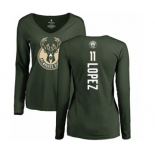 NBA Women's Nike Milwaukee Bucks #11 Brook Lopez Green Backer Long Sleeve T-Shirt