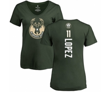 NBA Women's Nike Milwaukee Bucks #11 Brook Lopez Green Backer T-Shirt