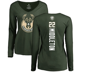 NBA Women's Nike Milwaukee Bucks #22 Khris Middleton Green Backer Long Sleeve T-Shirt