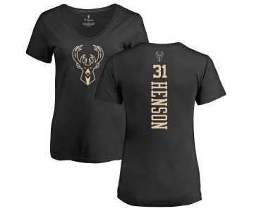 NBA Women's Nike Milwaukee Bucks #31 John Henson Black One Color Backer Slim-Fit V-Neck T-Shirt