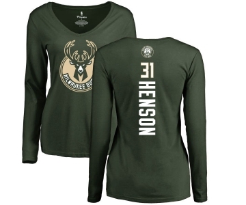 NBA Women's Nike Milwaukee Bucks #31 John Henson Green Backer Long Sleeve T-Shirt