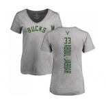 NBA Women's Nike Milwaukee Bucks #33 Kareem Abdul-Jabbar Ash Backer T-Shirt