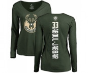 NBA Women's Nike Milwaukee Bucks #33 Kareem Abdul-Jabbar Green Backer Long Sleeve T-Shirt