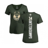 NBA Women's Nike Milwaukee Bucks #34 Giannis Antetokounmpo Green Backer T-Shirt